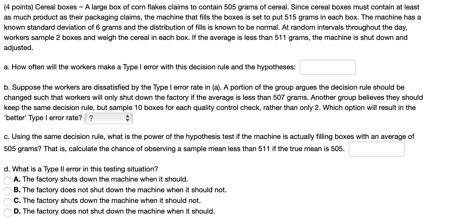 Solved (4 points) Cereal boxes ~ A large box of corn flakes | Chegg.com