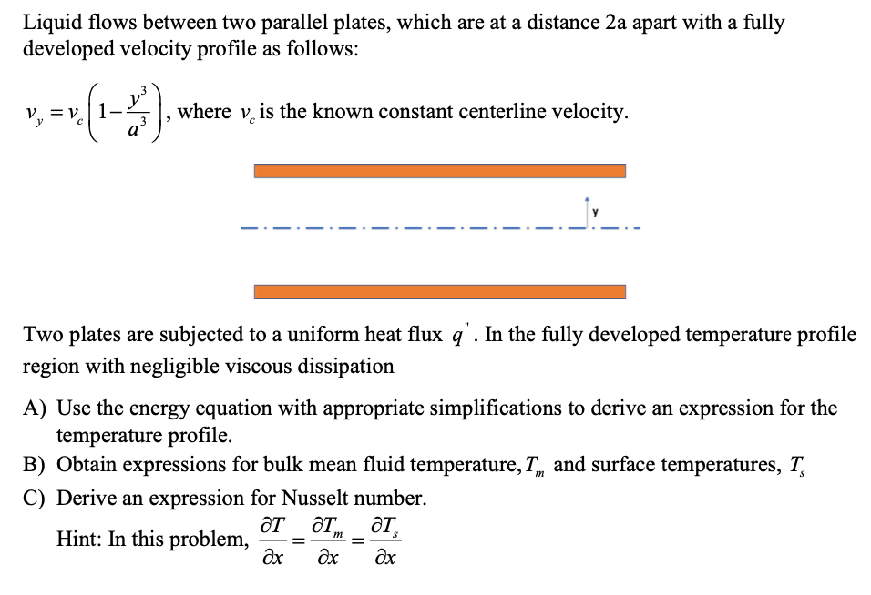 Solved Liquid flows between two parallel plates, which are | Chegg.com