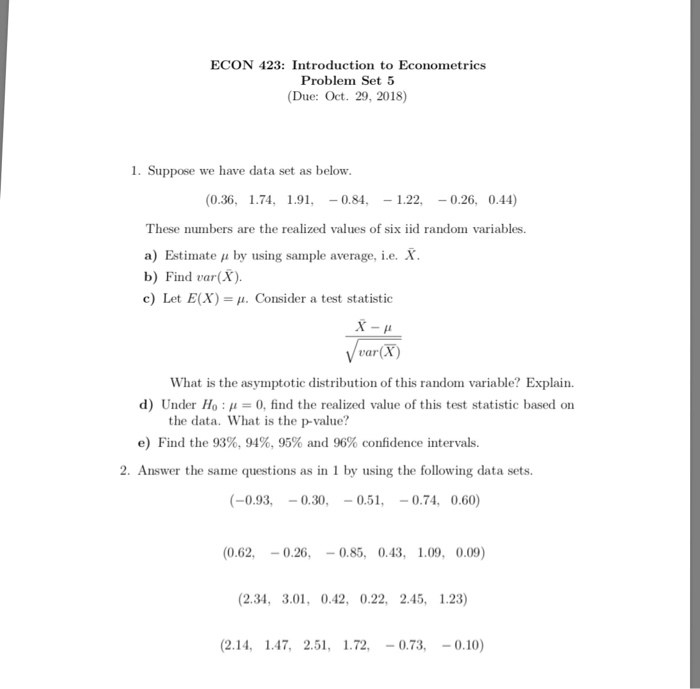 Solved Econ 423 Introduction To Econometrics Problem Set 5 3022