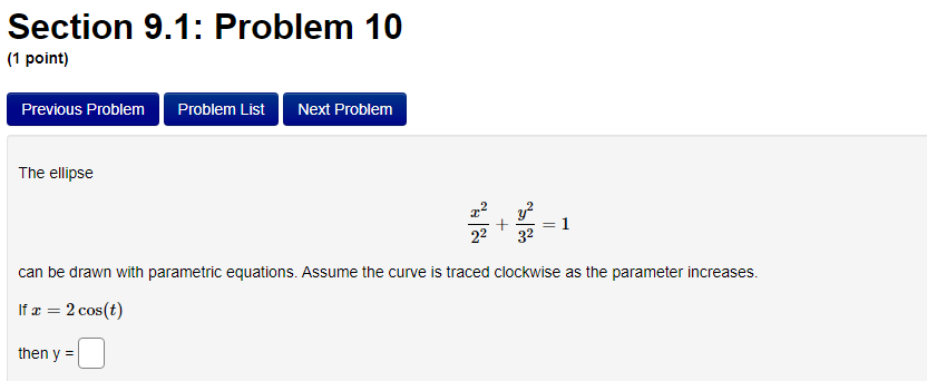 Solved Section 9.1: Problem 10 (1 point) Previous Problem | Chegg.com