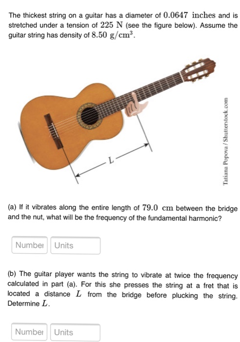 Solved The thickest string on a guitar has a diameter of Chegg