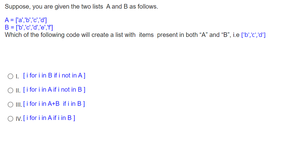 Solved Suppose, You Are Given The Two Lists A And B As | Chegg.com