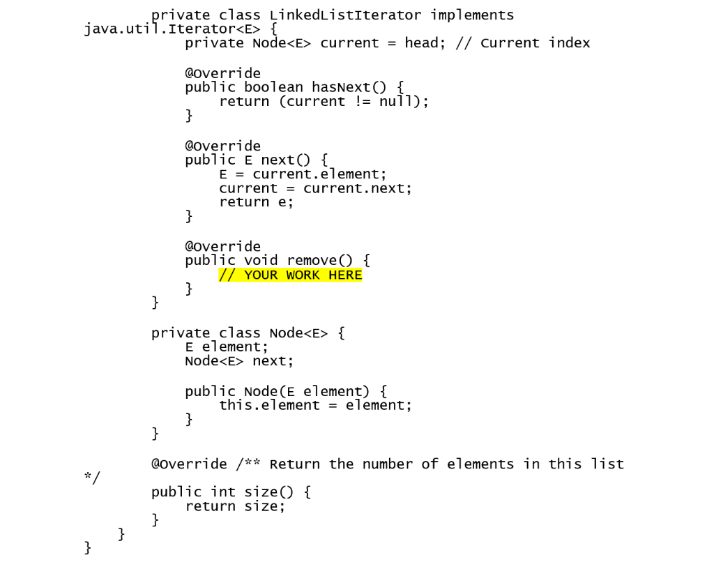 Java Implementation Help... Implement All of the | Chegg.com