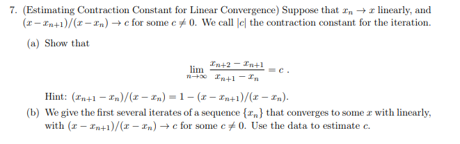 Solved 7. (Estimating Contraction Constant for Linear | Chegg.com