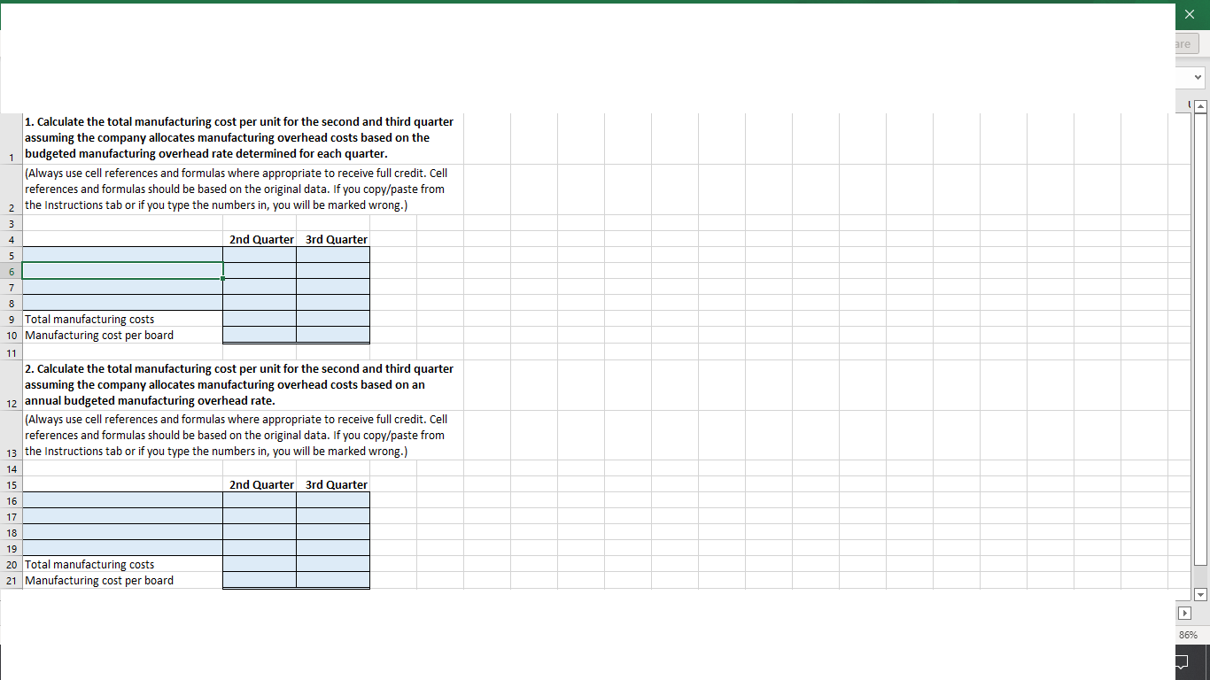 Solved 1. Calculate the total manufacturing cost per unit | Chegg.com