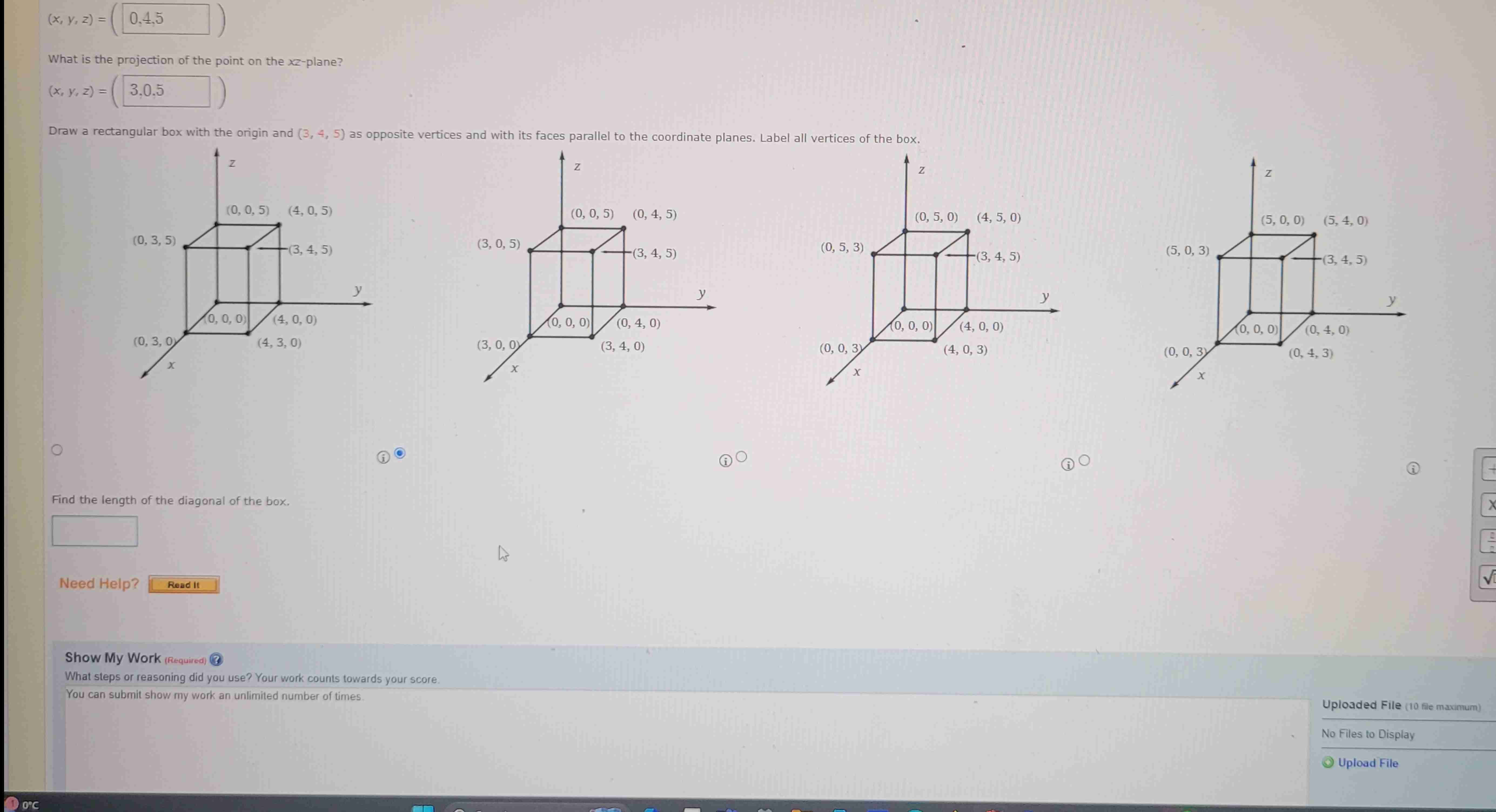 Solved What is the projection of the point on the | Chegg.com