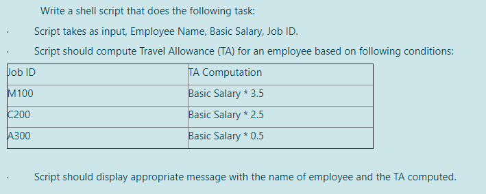 Solved Write a shell script that does the following task: | Chegg.com