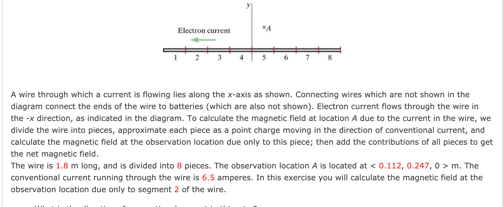 Solved Electron current XA 1 2 3 4 5 6 7 8 A wire through | Chegg.com