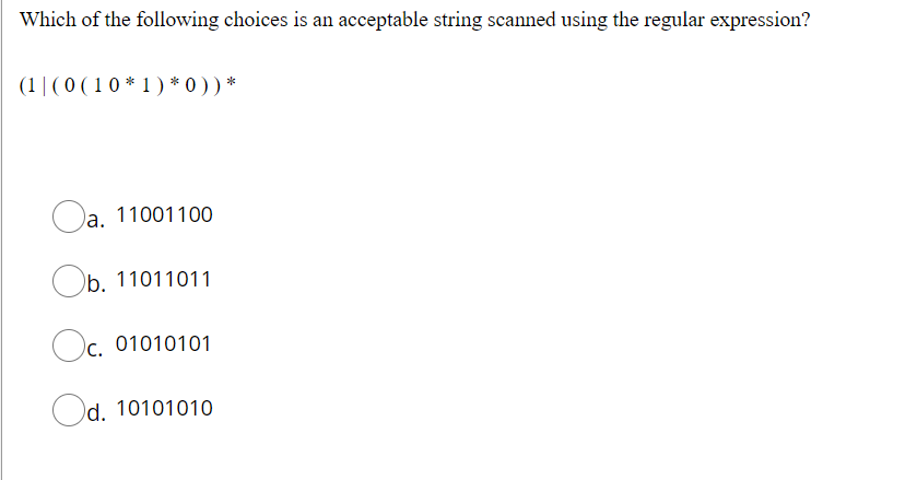 Solved Which of the following choices is an acceptable | Chegg.com
