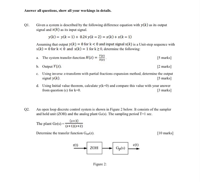 Solved Q Consider the following difference equation with | Chegg.com