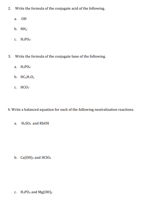 Solved Acids/Bases Handout Name Date: 1. Fill in the table | Chegg.com