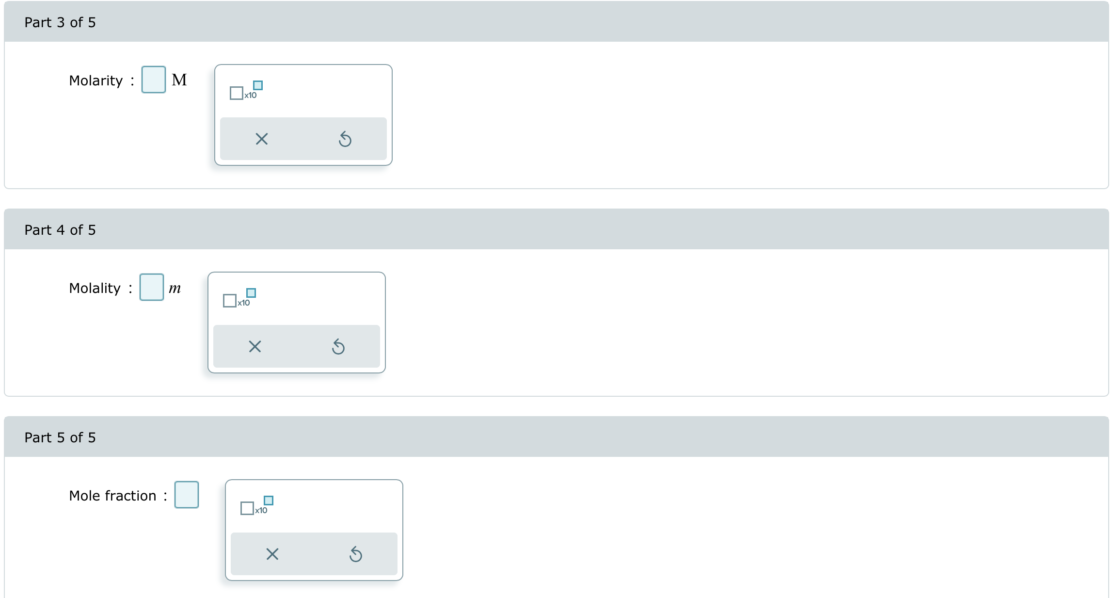 Solved Mole fraction : | Chegg.com