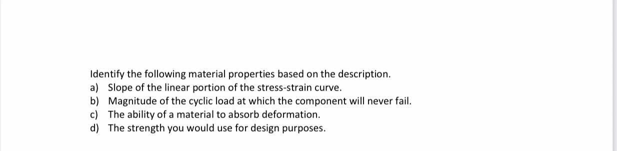 Solved Identify the following material properties based on | Chegg.com