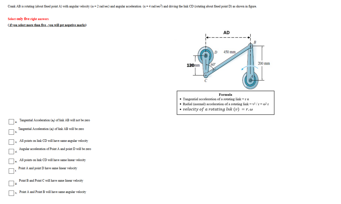 Solved Crank Ab Is Rotating About Fixed Point A With An Chegg Com