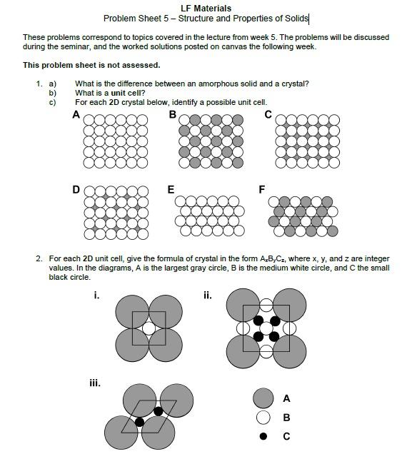 Solved LF Materials Problem Sheet 5 - Structure and | Chegg.com