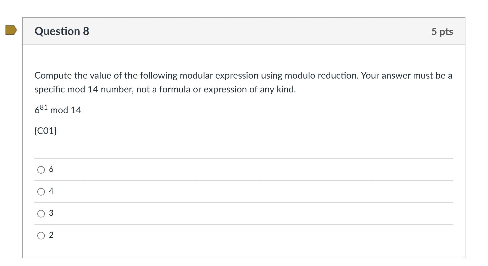 Solved Compute the value of the following modular expression | Chegg.com