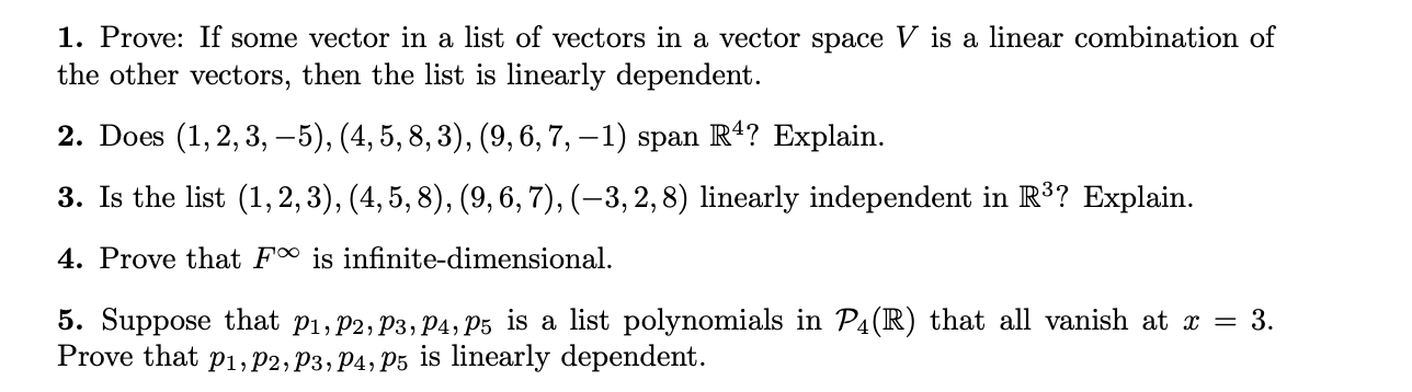 Solved 1. Prove: If some vector in a list of vectors in a | Chegg.com
