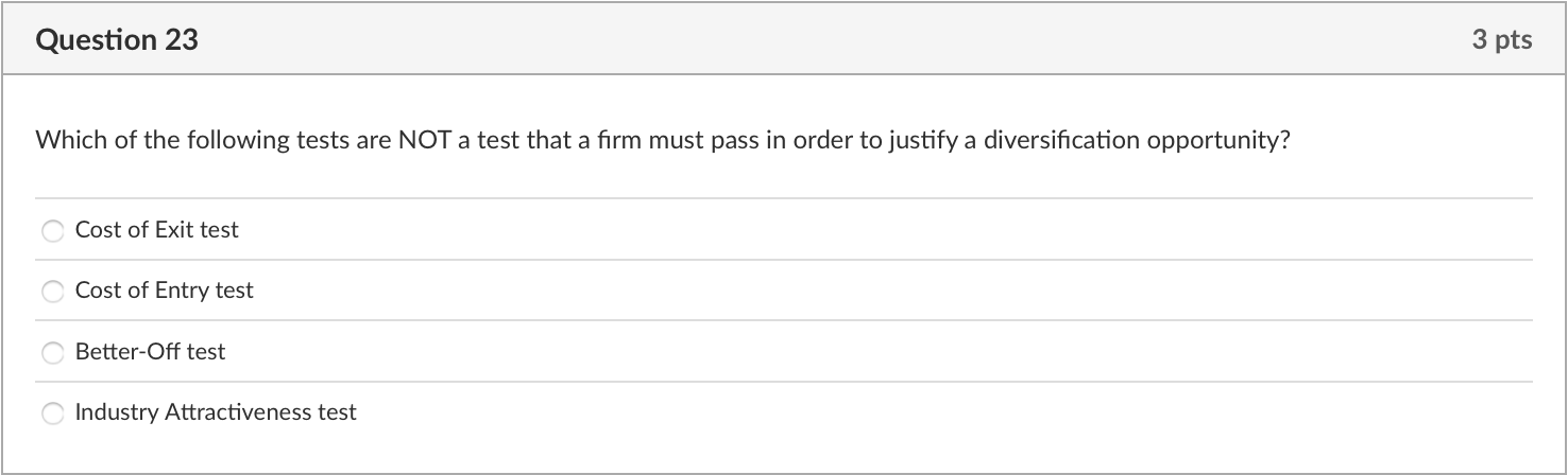 Solved Which of the following tests are NOT a test that a | Chegg.com