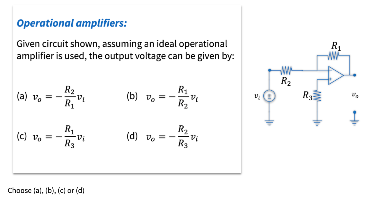 Solved Operational amplifiers: Given circuit shown, assuming | Chegg.com