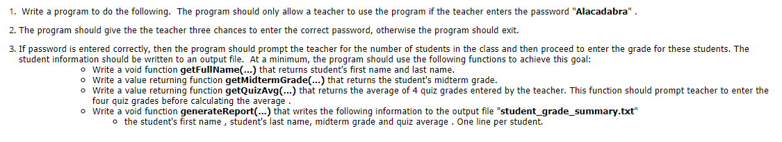 Solved 1. Write a program to do the following. The program | Chegg.com