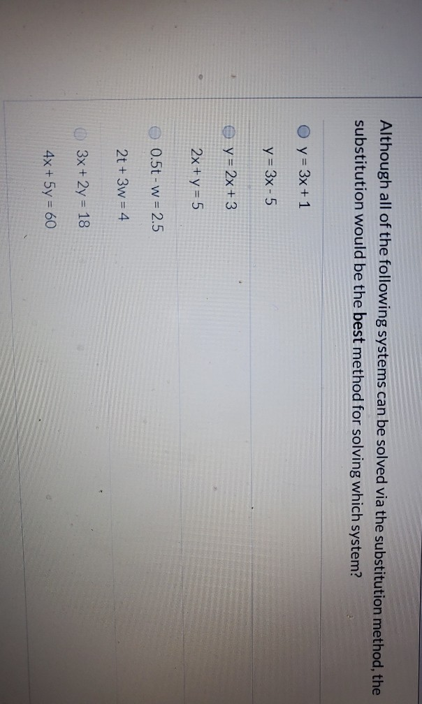 Solved Although all of the following systems can be solved | Chegg.com