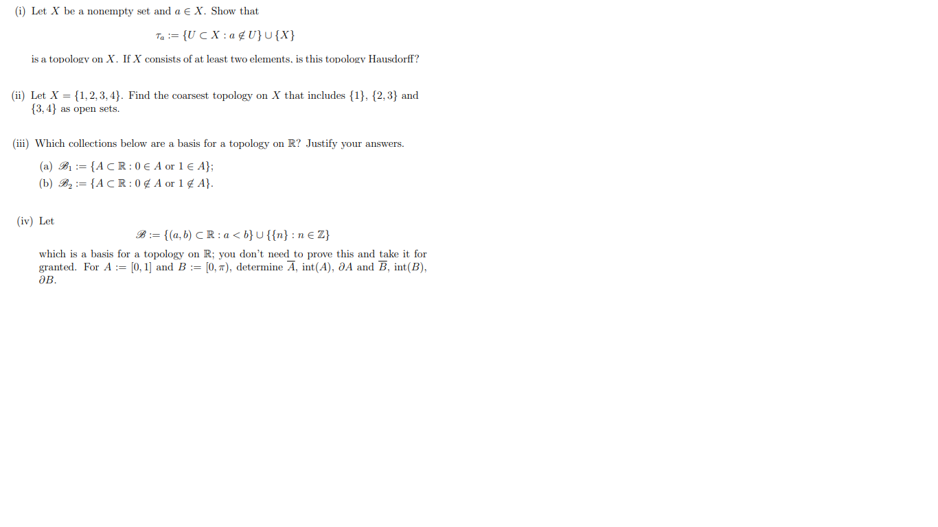 Solved (i) Let X be a nonempty set and a∈X. Show that | Chegg.com