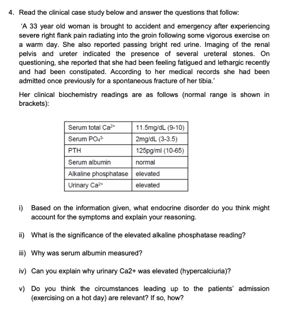 Solved 4. Read the clinical case study below and answer the | Chegg.com