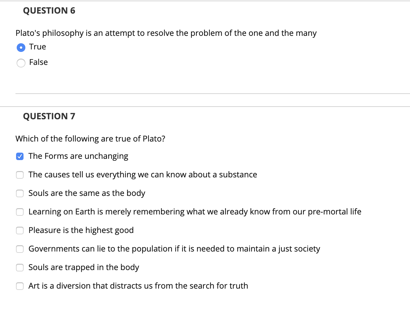 Solved QUESTION 6 Plato's philosophy is an attempt to