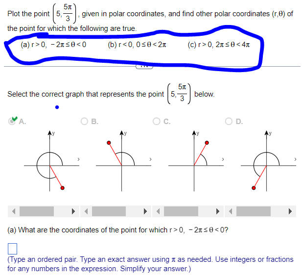 Solved Plot the point (5,35π), given in polar coordinates, | Chegg.com