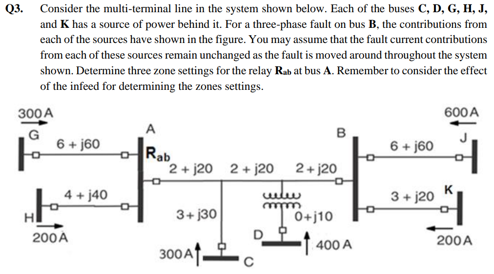Solved Q3. ﻿Consider the multi-terminal line in the system | Chegg.com