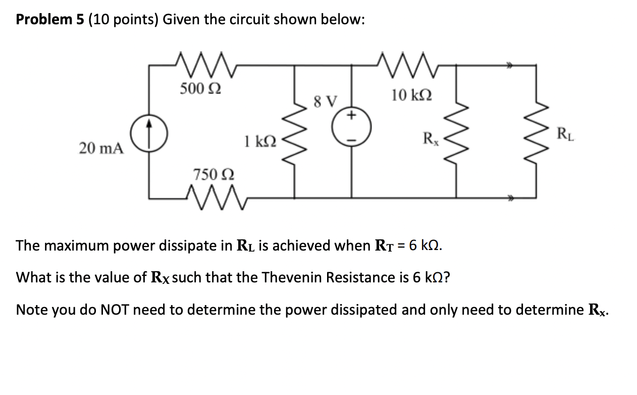 Solved Problem 5 (10 points) Given the circuit shown below: | Chegg.com