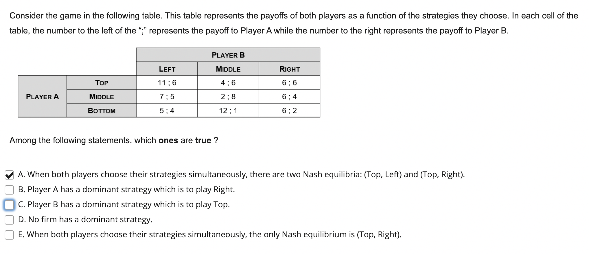 Solved Consider the game in the following table. This table | Chegg.com