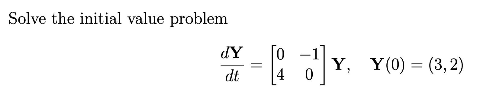 Solved Solve the initial value problem dY dt = [-] HY, Y(0) | Chegg.com