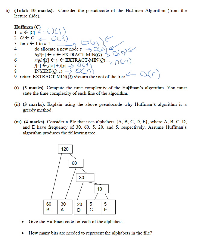 Solved Regarding Huffman Coding PART 3 ONLY, IGNORE THE | Chegg.com