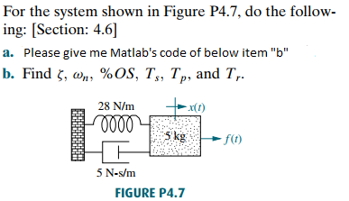 Solved For the system shown in Figure P4.7, do the | Chegg.com