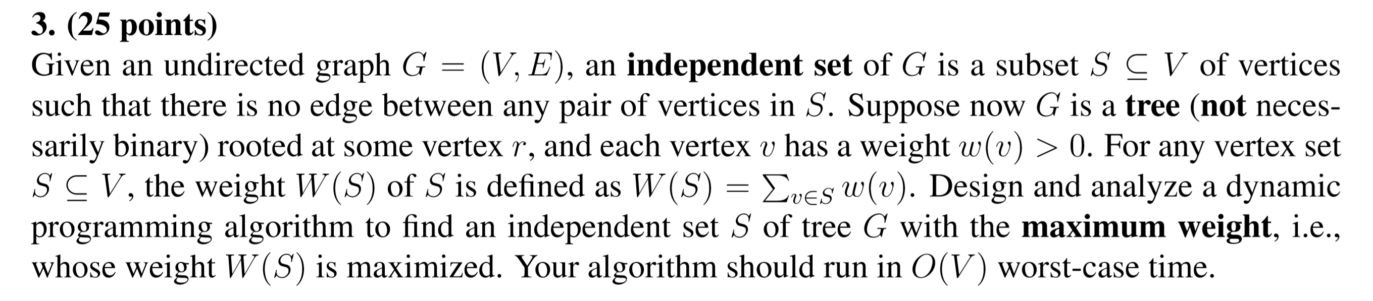 Solved 3 25 Points Given An Undirected Graph G V E Chegg Com
