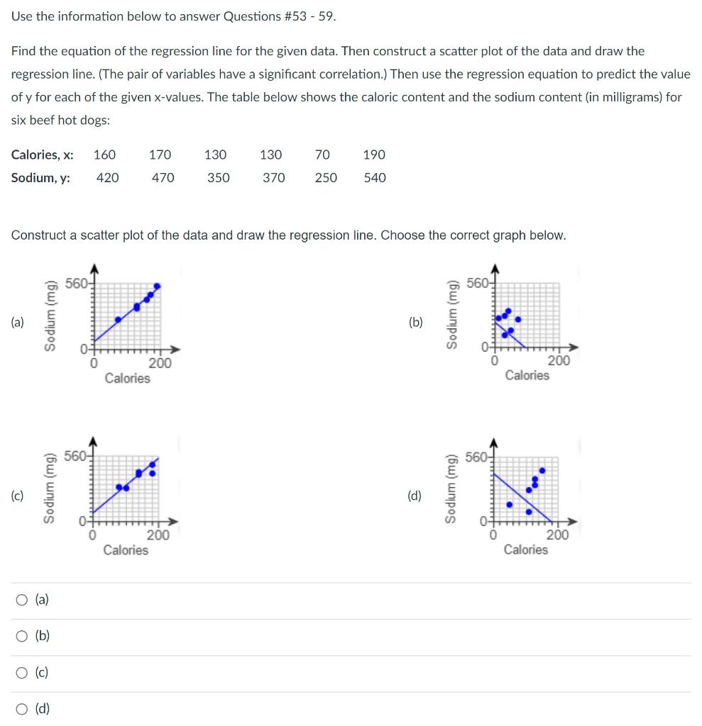 Solved Use the information below to answer Questions #53 - | Chegg.com