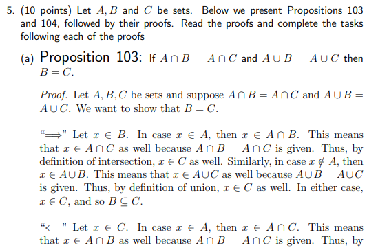 Solved Let A, B And C Be Sets. Please See The Proposition, | Chegg.com