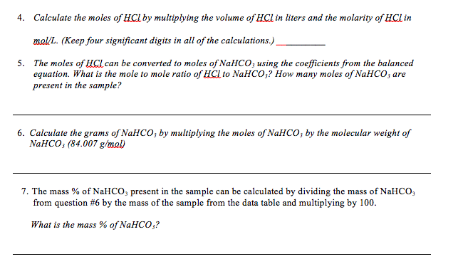 Unknown Sample Nahco Data Table Mass Unknown Chegg Com