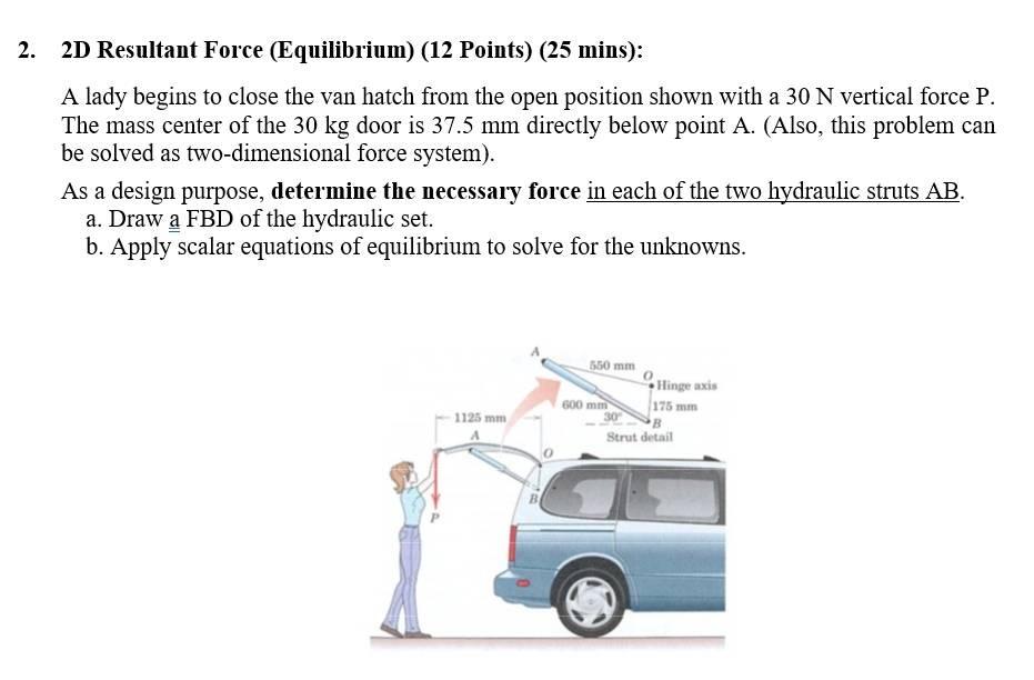 Solved 2. 2D Resultant Force (Equilibrium) (12 Points) (25 | Chegg.com