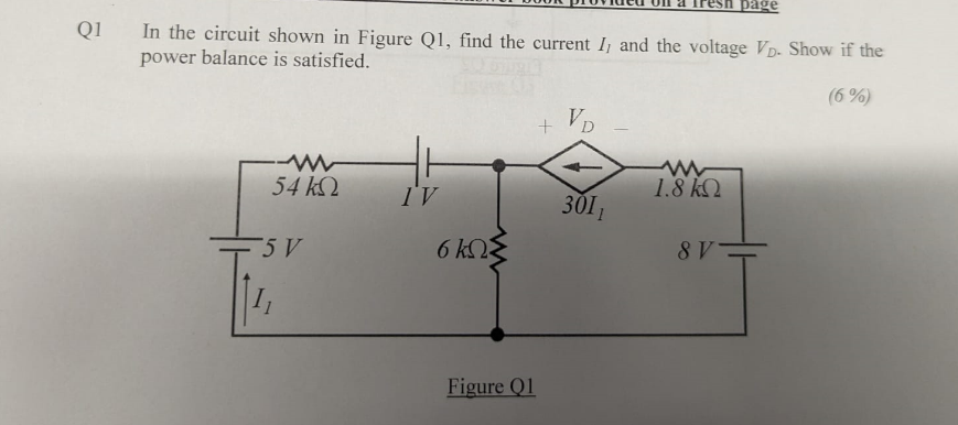 Solved Q1 In The Circuit Shown In Figure Q1, Find The | Chegg.com