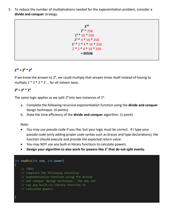 Solved 5. To reduce the number of multiplications needed for | Chegg.com