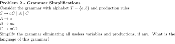 Solved Problem 2 - Grammar Simplifications Consider the | Chegg.com