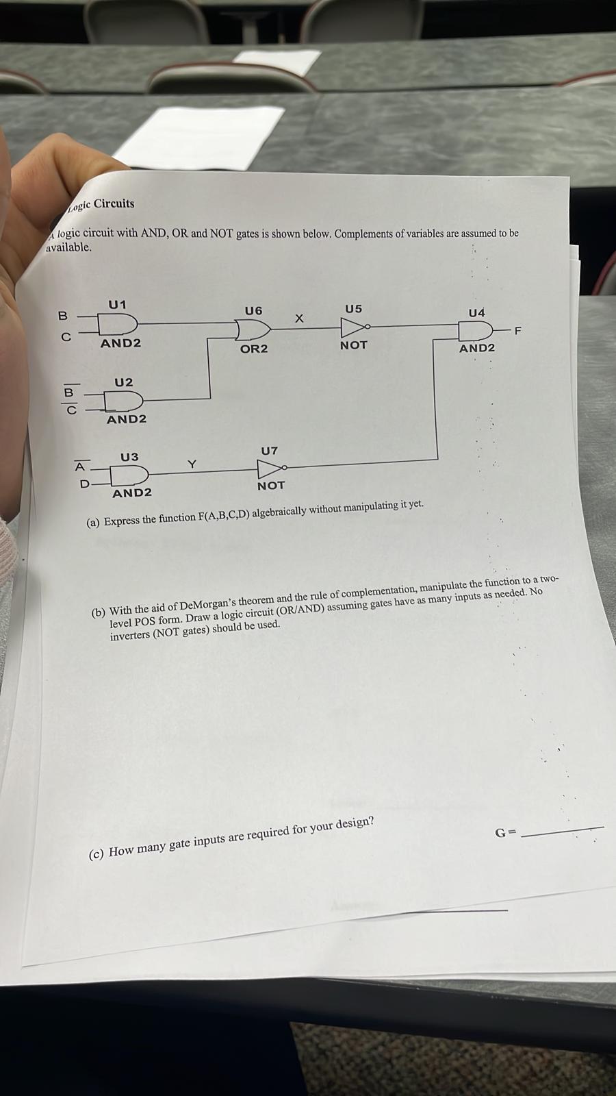 Solved logic circuit with AND, OR and NOT gates is shown | Chegg.com