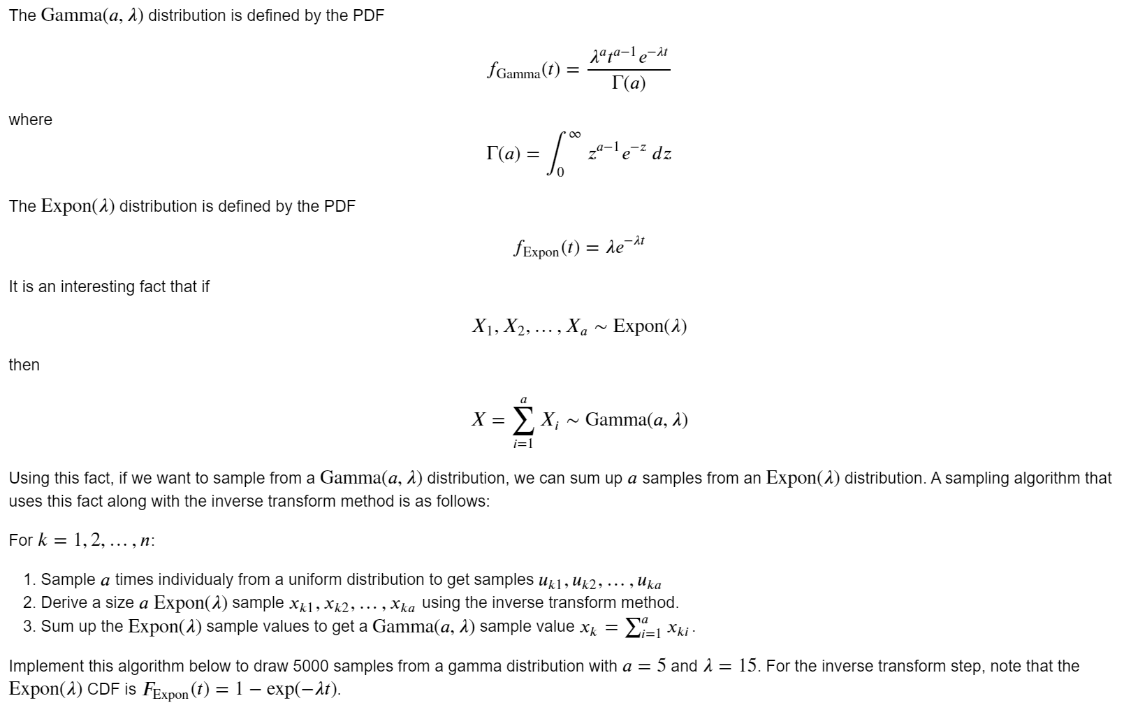 Solved Python # Parameters for the gamma | Chegg.com