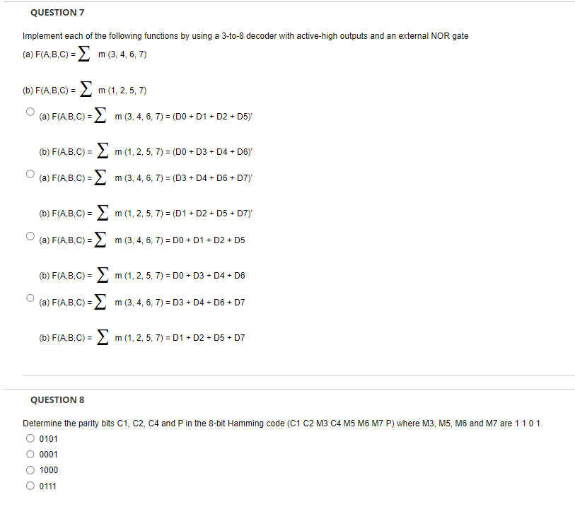 Solved Implement Each Of The Following Functions By Using A | Chegg.com