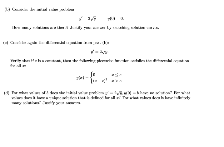 Solved (b) Consider The Initial Value Problem 2 Y(0) 0 By | Chegg.com