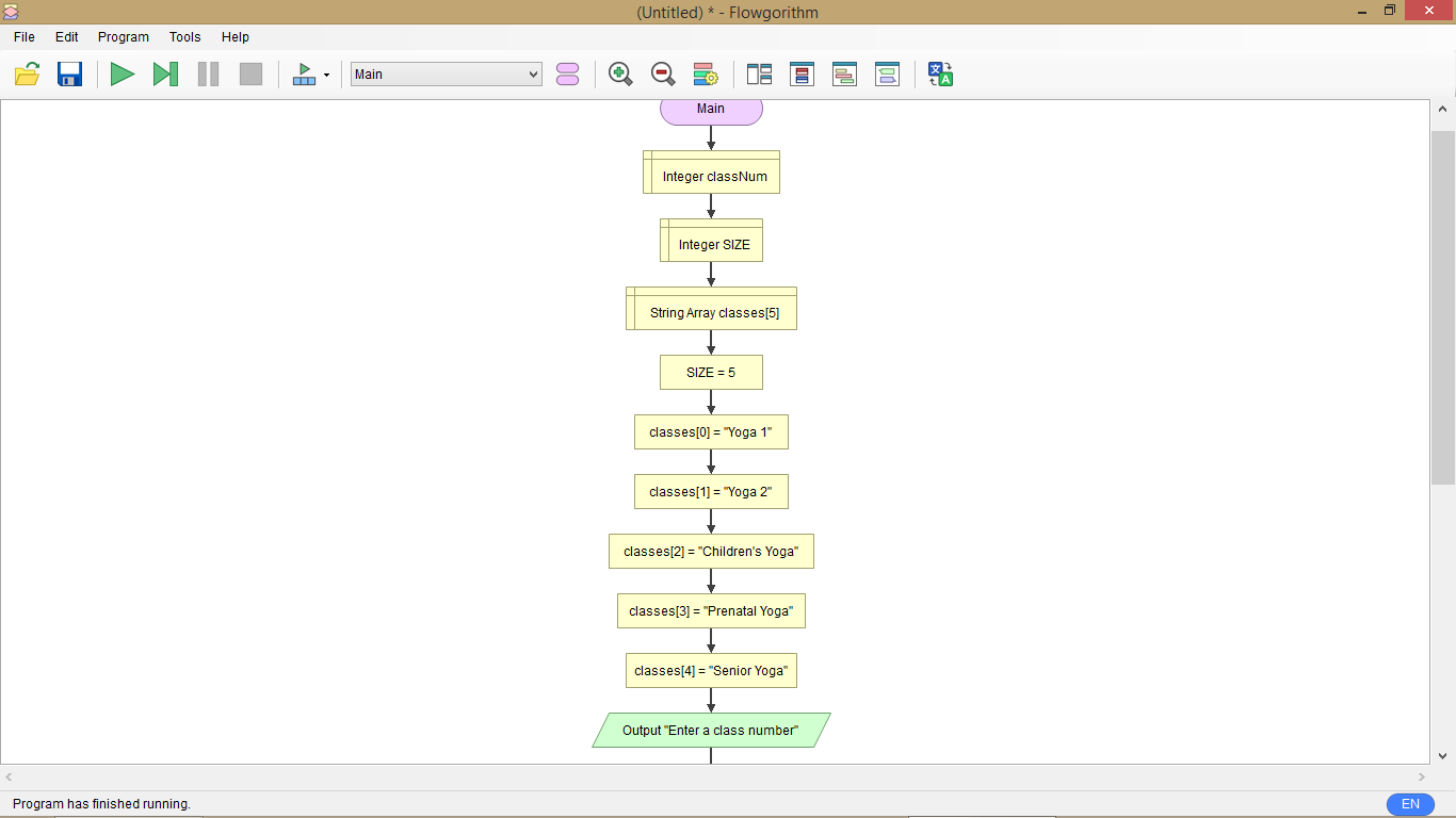 Solved (Untitled) * - Flowgorithm File Edit Program Tools | Chegg.com