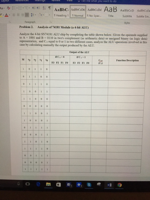 Solved Analysis of 74181 Module (a 4-bit ALU) Analyze the | Chegg.com