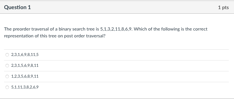 Solved The preorder traversal of a binary search tree is | Chegg.com
